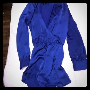 Royal blue silk romper